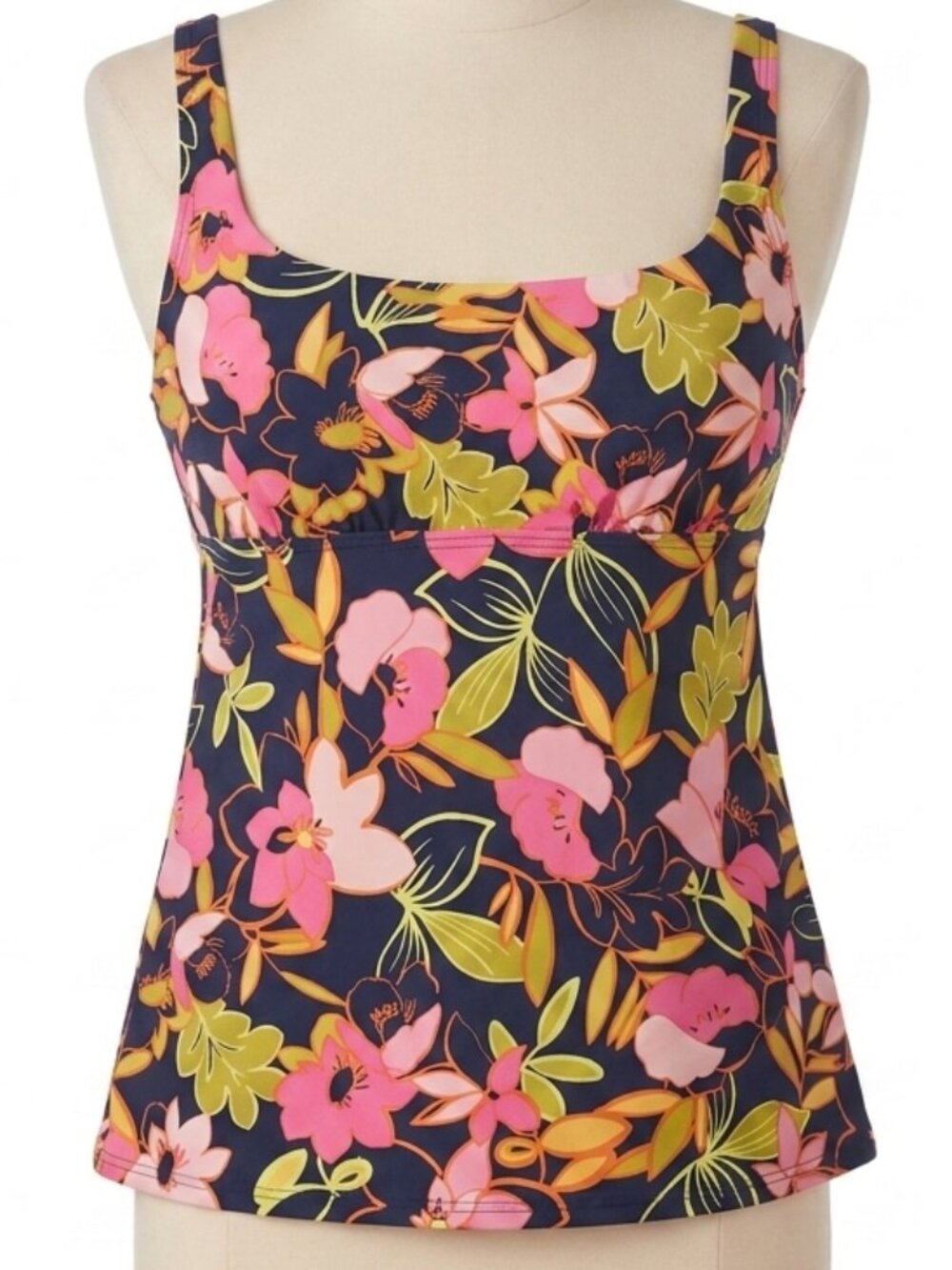 Lands End Floral Tankini Top Women Size 4